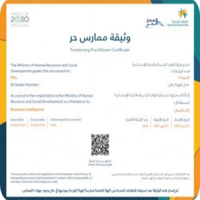 إصدار وثيقة العمل الحر